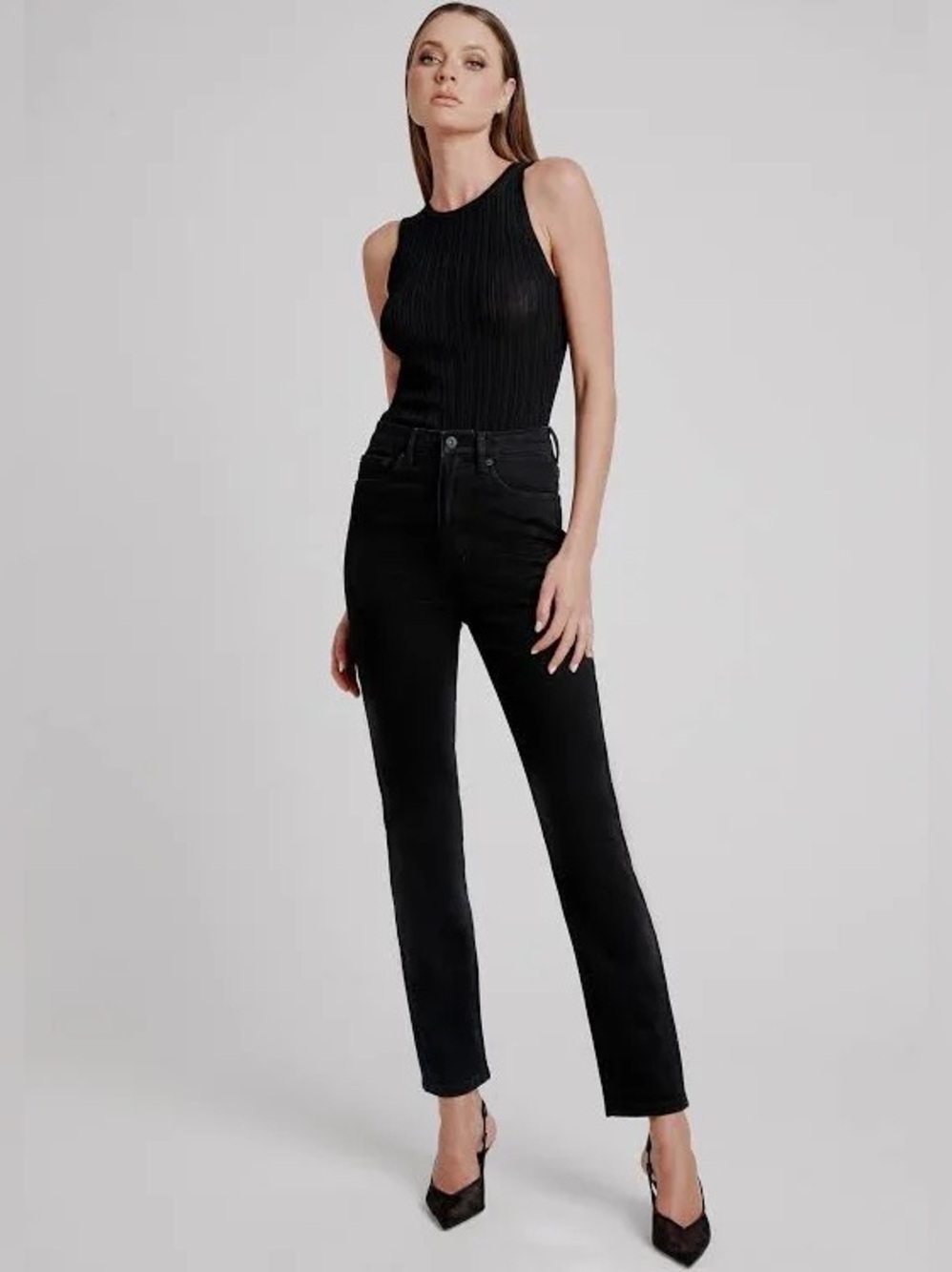 Bardot Heidi straight full leg jeans High Rise Black  US Size 32